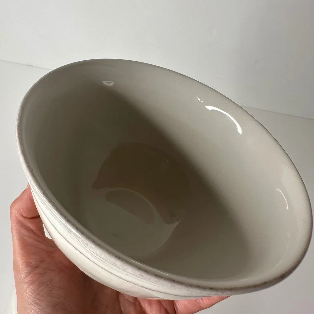Set of 3 Pottery Barn Cambria Cereal Soup Bowls Stone Off White Portugal 6